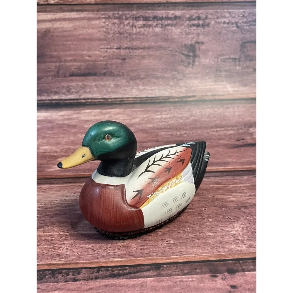 Vintage Jasco Lint Brush Mallard Duck Decoy‎ Figurine Ceramic Hand-Painted